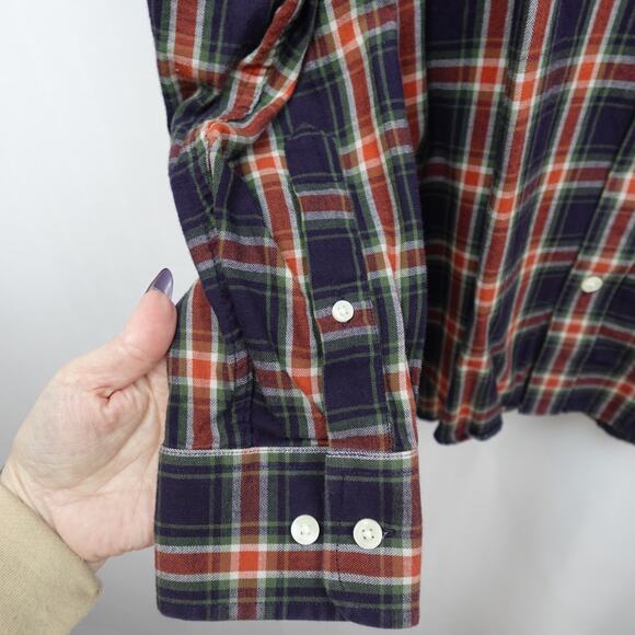 Banana Republic Soft Wash Shirt Sz M Red Navy Herringbone Irvine Western Preppy - Picture 6 of 10